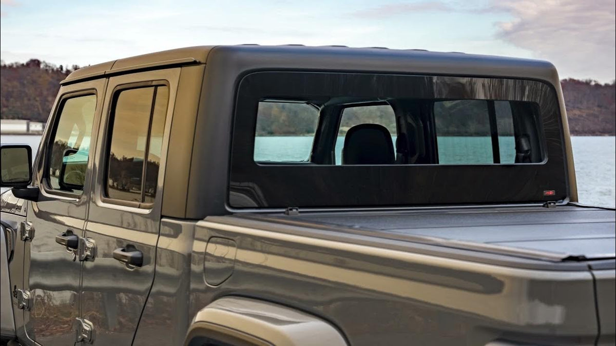 Breezer window with ABS frame on a 2020+ Jeep Gladiator pickup truck