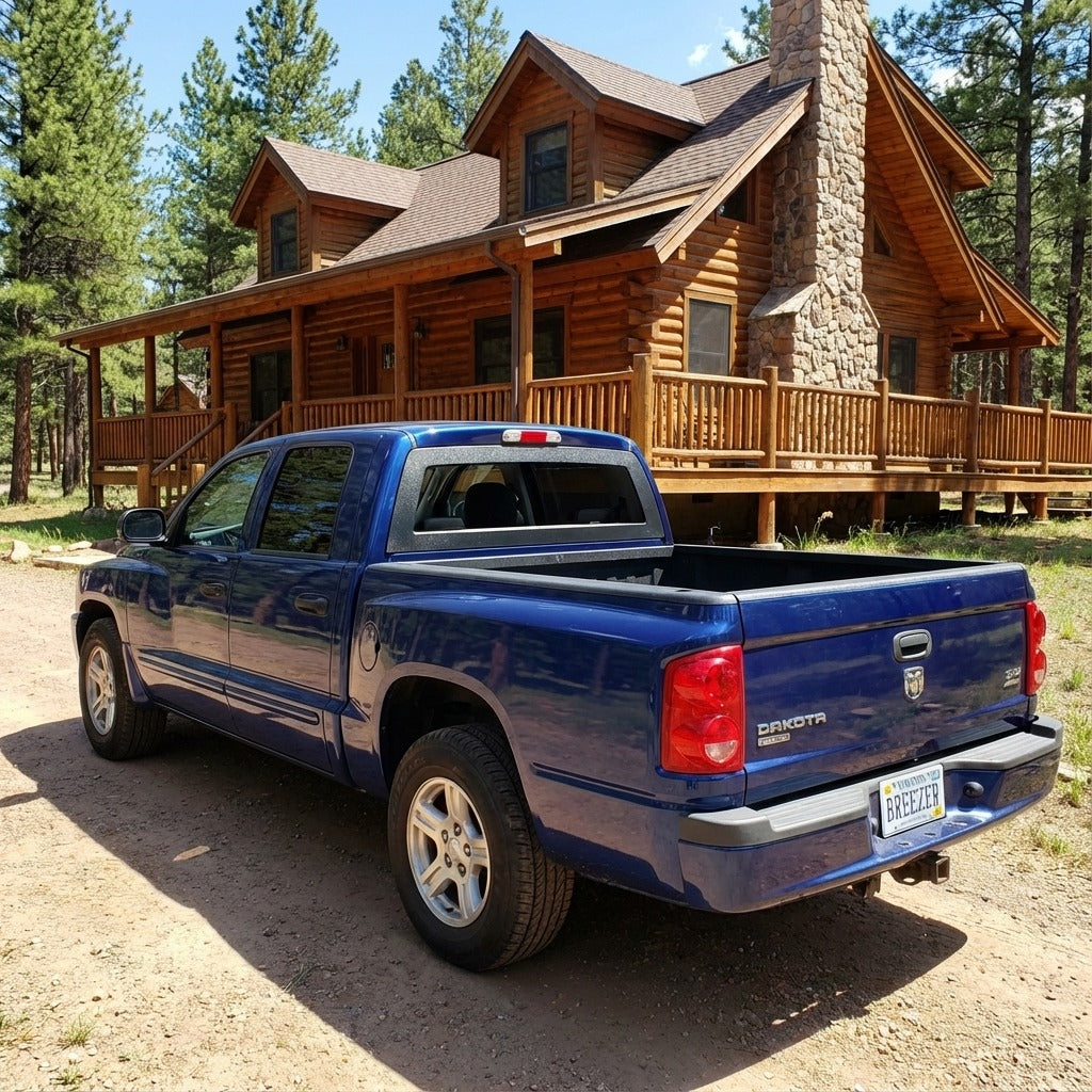 Breezer window with ABS frame on a 2005-2011 Dodge Dakota pickup truck