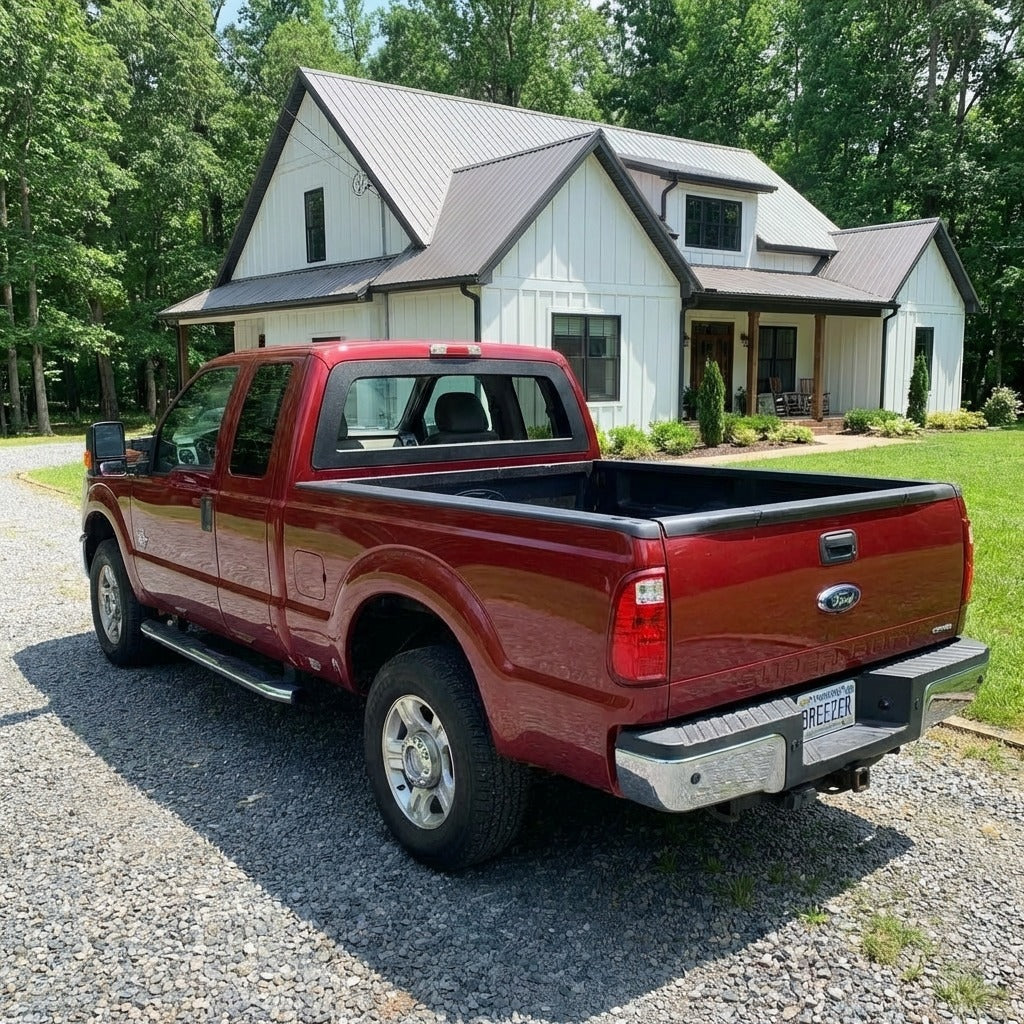 Breezer window with ABS frame on a 2008-2016 Ford Super Duty pickup truck