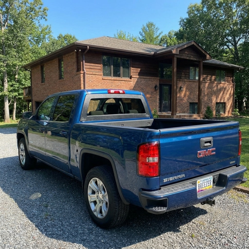 Breezer window with ABS frame on a 2014-2018 GMC Sierra 1500 pickup truck
