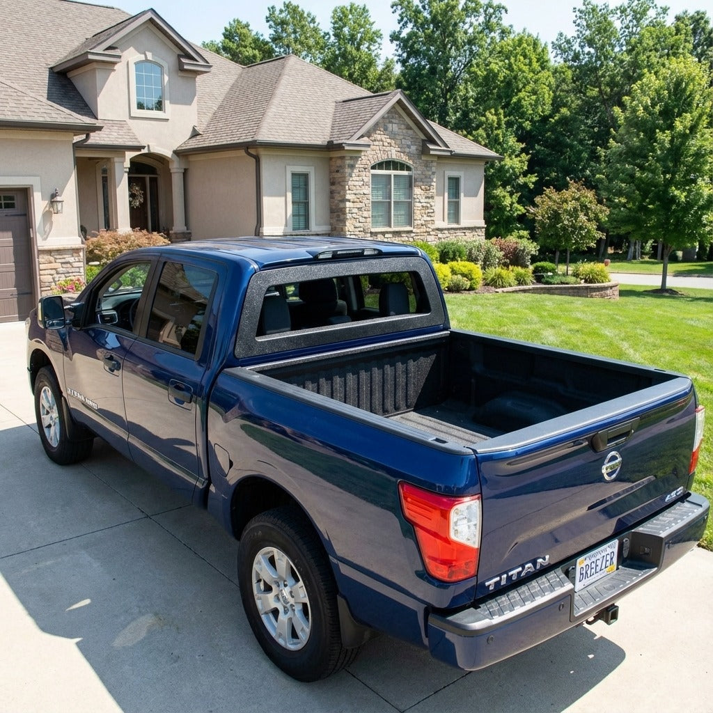 Breezer window with ABS frame on a 2017-2025 Nissan Titan pickup truck